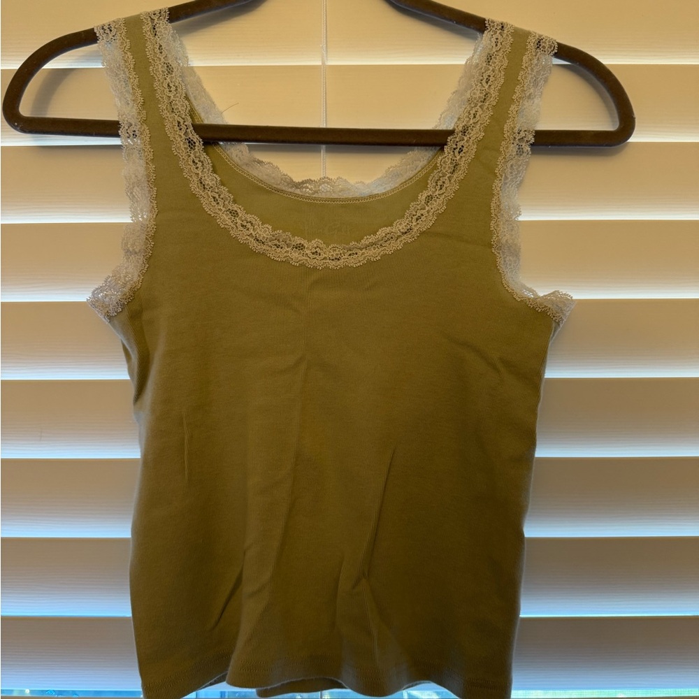 PacSun Green Embellished Fitted Tank Top